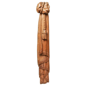 Mid-Century Modern Carved Wood Drapery Swag and Tassel Wall Sculpture (6719970574493)