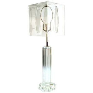 Mid-Century Modern Lucite Table Lamp with Lucite Shade front (6719926370461)