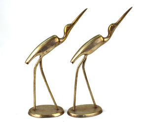 Mid-Century Modern Metal Ibis Bird Sculptures side (6719938789533)