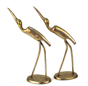 Mid-Century Modern Metal Ibis Bird Sculptures side 2  (6719938789533)