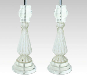 Mid-Century Modern Murano Glass and Lucite Table Lamps