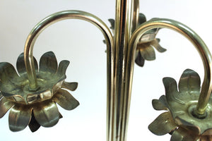 Mid-Century Modern Table Lamp with Metal Leaves and Flowers detail (6719926206621)