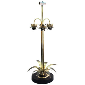 Mid-Century Modern Table Lamp with Metal Leaves and Flowers (6719926206621)