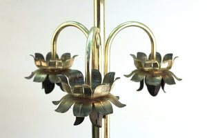 Mid-Century Modern Table Lamp with Metal Leaves and Flowers  (6719926206621)