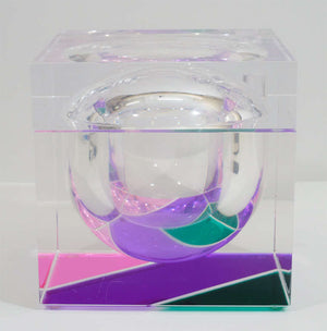 Mid-Century Multicolored Cube-Form Lucite Ice Bucket (6719808110749)