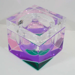 Mid-Century Multicolored Cube-Form Lucite Ice Bucket (6719808110749)