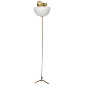 Mid-Century Modern Brass Torchiere Floor Lamp in the Manner of Angelo Lelli (6720033521821)