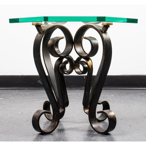 Modern Scrolled Metal & Glass Top Side Tables (6720037519517)