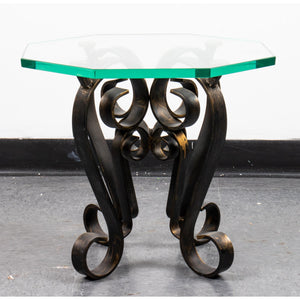 Modern Scrolled Metal & Glass Top Side Tables (6720037519517)