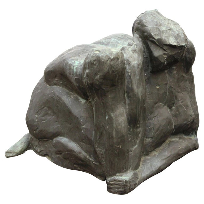 Modern Abstract Cast Bronze Female Sculpture
