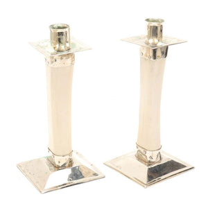 Modern Bone Candlesticks with Chrome Mounts front (6719974965405)
