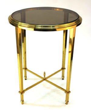 Modern Classical Style Round Side Table with Smoked Glass Top (6719945080989)