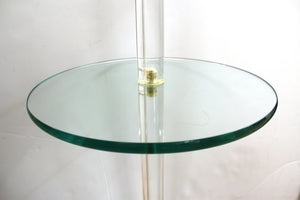 Modern Floor Lamp with Attached Side Table in Glass, Lucite and Brass table  (6719870271645)