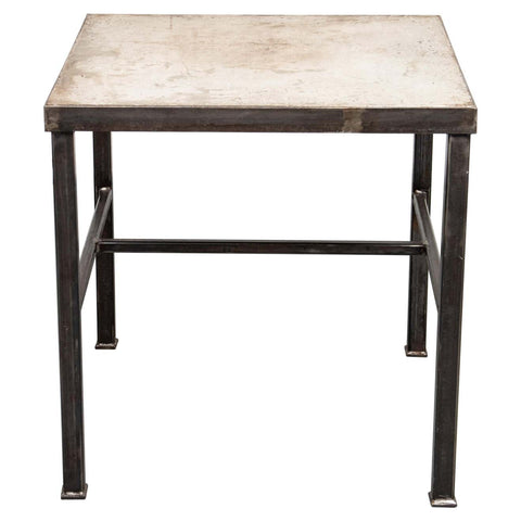 Modern Iron and Cast Stone Side Table