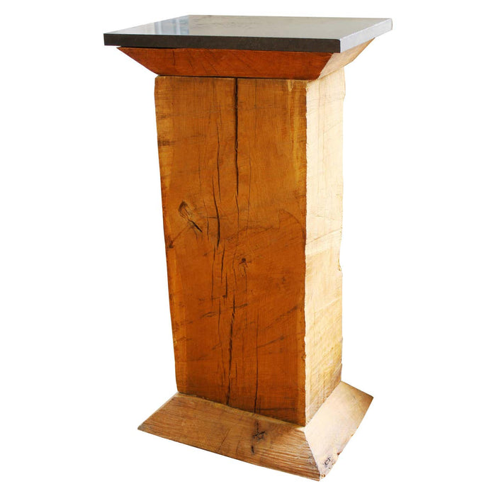 Modern Large Wooden Pedestal With Black Stone Top
