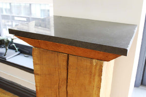 Modern Large Wooden Pedestal With Black Stone Top (6720049709213)
