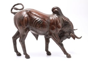 Modern Leather Clad Brahma Bull Sculpture side (6719950913693)