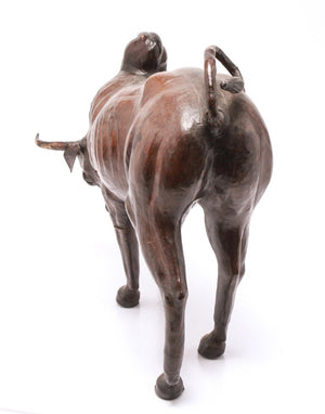 Modern Leather Clad Brahma Bull Sculpture back (6719950913693)
