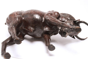 Modern Leather Clad Brahma Bull Sculpture