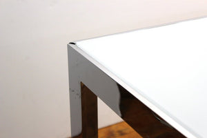 Modern Minimalist Chrome Cocktail Table with White Glass Top (6719944556701)