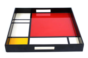 Modern Mondrian Style Lacquered Wood Serving Tray (6720061571229)