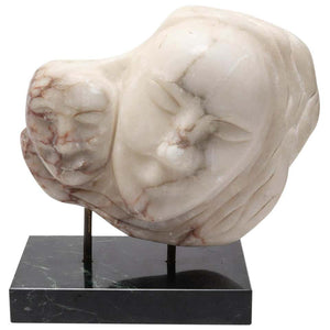 Modern Mother & Child White Marble Sculpture (6719974867101)