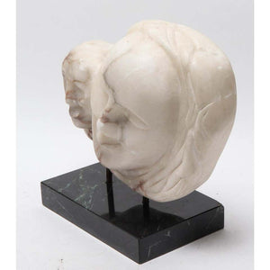 Modern Mother & Child White Marble Sculpture side  (6719974867101)