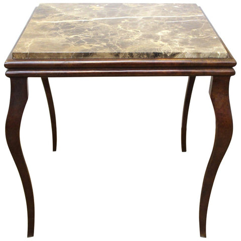 Modern Side Table with Cabriole Legs & Marble Top