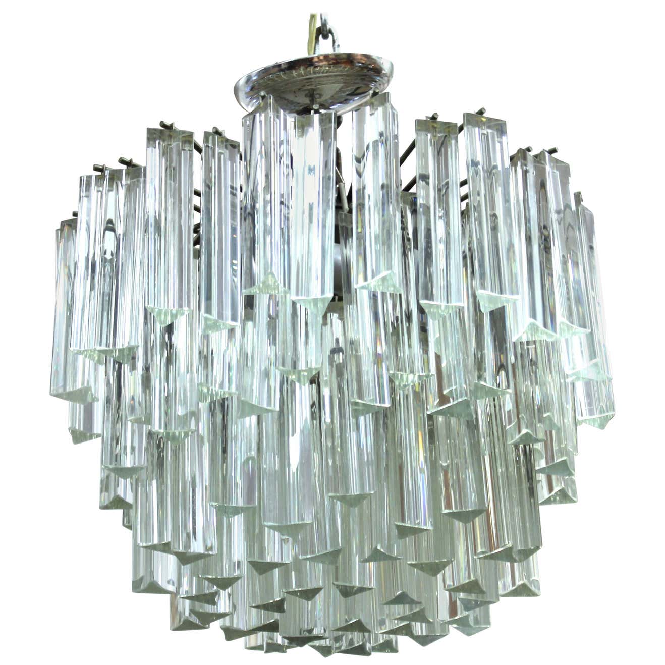 Venini Italian Mid-Century Modern Triedri Glass Prism Chandelier