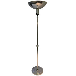 Royal Chrome Modernist Art Deco Nickeled Bronze Torchiere Lamp (6719988170909)