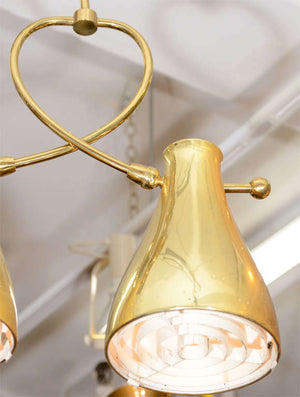 Modernist Brass Five-Light Chandelier with Circular Detailing (6719826952349)