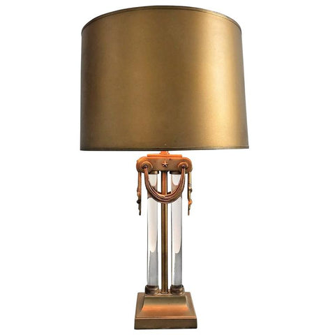 Gilbert Rohde Modernist Art Deco Brass and Glass Rod Lamp