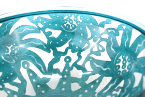 Modernist Studio Art Glass Bowl with Floral Pattern detail  (6719853854877)