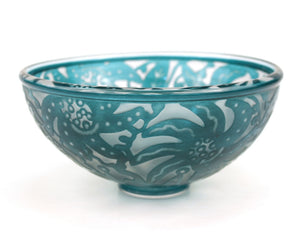 Modernist Studio Art Glass Bowl with Floral Pattern side (6719853854877)