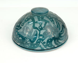 Modernist Studio Art Glass Bowl with Floral Pattern botom (6719853854877)