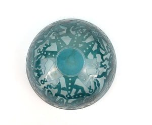 Modernist Studio Art Glass Bowl with Floral Pattern bottom (6719853854877)