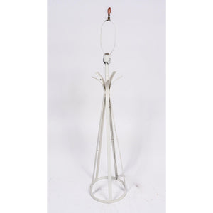 Modernist White-Painted Metal Floor Lamp With Clamshell Finial front (6719976505501)