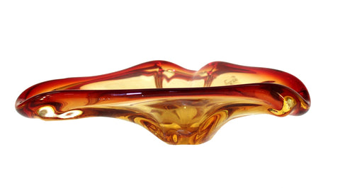 Murano Glass Amber Abstract Bowl