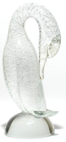 Murano White Gold-Flaked Art Glass Goose