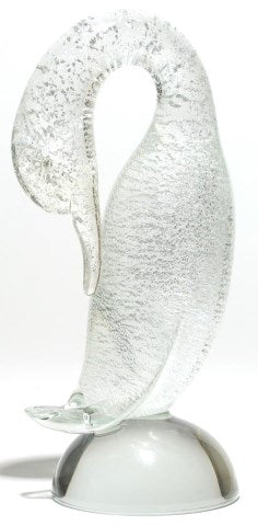 Murano White Gold-Flaked Art Glass Goose (6719733432477)