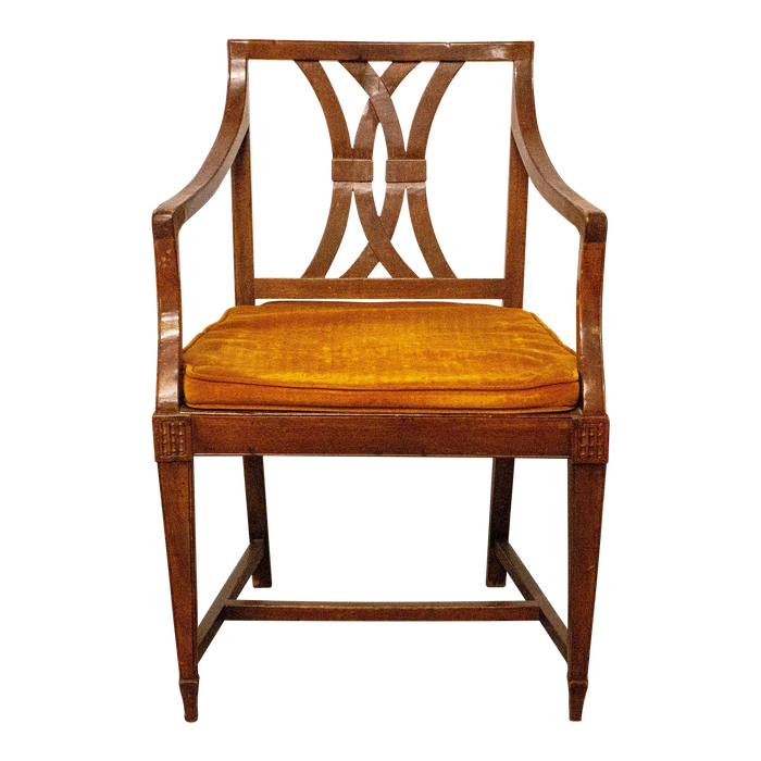 Neoclassical Style Walnut Armchair