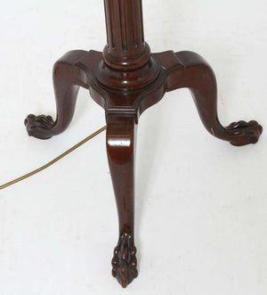 Neoclassical Style Carved Mahogany Floor Lamp with Claw Foot Base