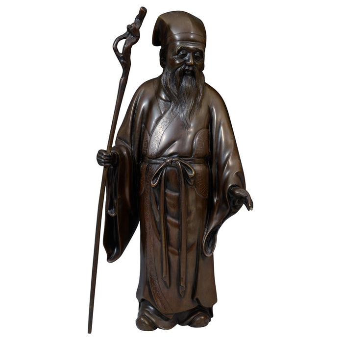 Japanese Meiji Sculpture of an Old Man in Bronze
