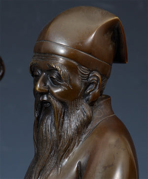Japanese Meiji Sculpture of an Old Man in Bronze (6719643189405)