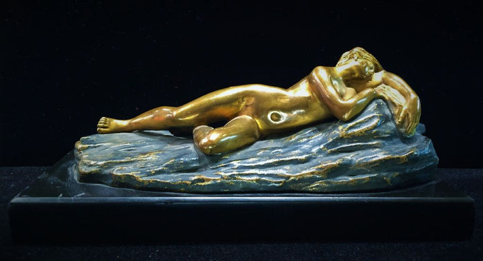 Opus Cellini Female Nude Bronze Sculpture in American Art Deco Style