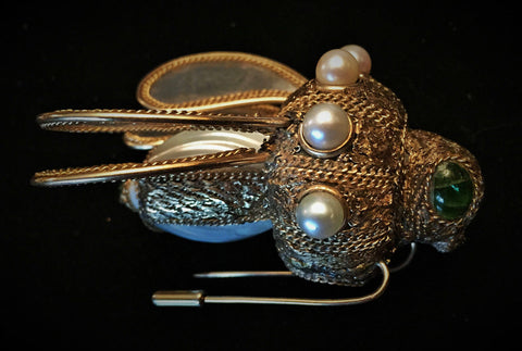 Orfaley Silver and Mother of Pearl Bee Brooch