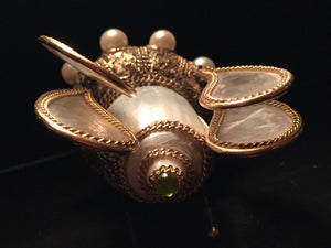 Orfaley Silver and Mother of Pearl Bee Brooch (6719750013085)