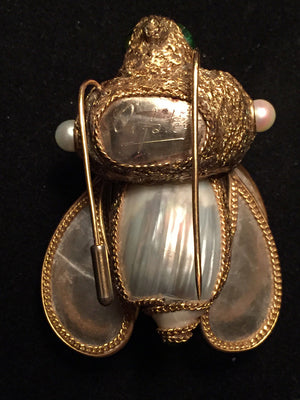 Orfaley Silver and Mother of Pearl Bee Brooch (6719750013085)