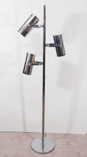 Koch and Lowy Chrome Floor Lamp/ Spot Light with Three Cylinder Pivoting Shades (6719605702813)