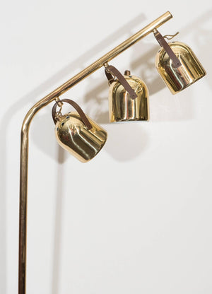 Kock and Lowy Three Head Brass Floor Lamp, Mid-Century (6719619104925)